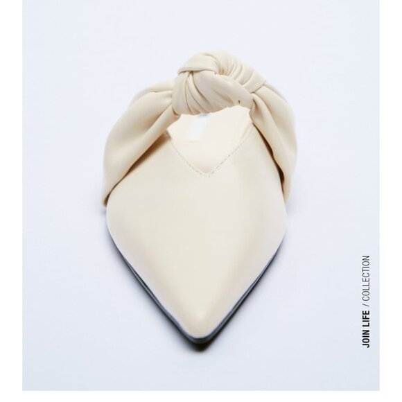 Zara Cream Mules with Knot Detail - Picture 2 of 5